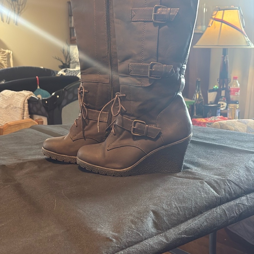Rampage Chocolate Wedge Boots